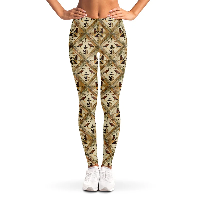 Midnight Madness Egyptian Hieroglyphs Pattern Print Women's Leggings