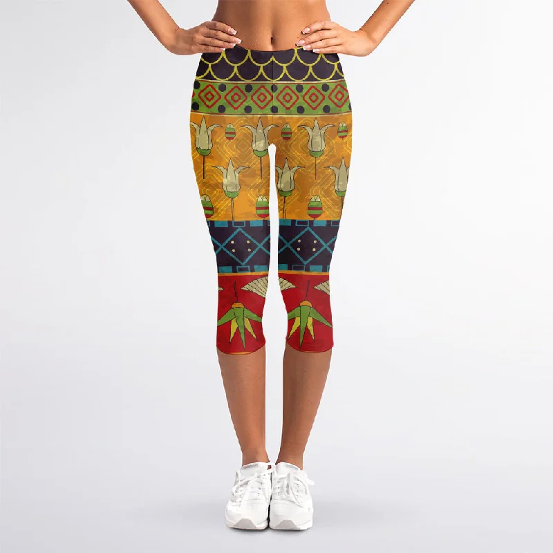 Super Savings Egyptian Tribal Pattern Print Women's Capri Leggings