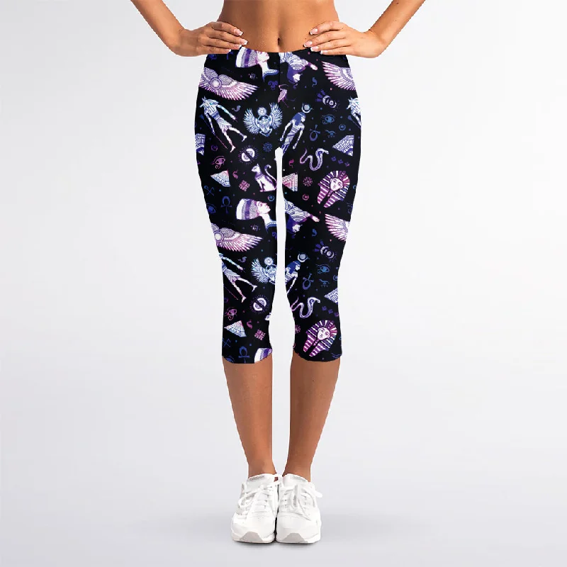 Buy More, Save More Egyptian Tribal Symbols Print Women's Capri Leggings