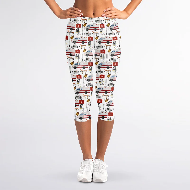 Great Deals EMS Paramedic Pattern Print Women's Capri Leggings