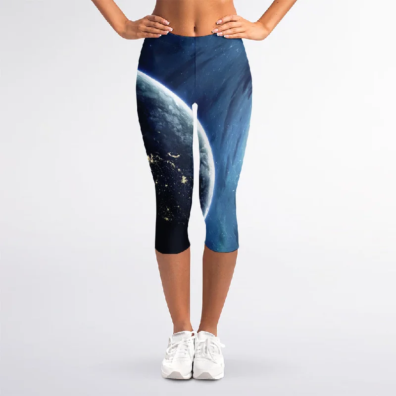 New Markdowns Endless Space Print Women's Capri Leggings