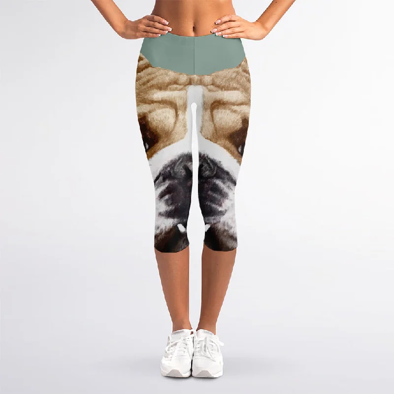 Massive Deals English Bulldog Portrait Print Women's Capri Leggings