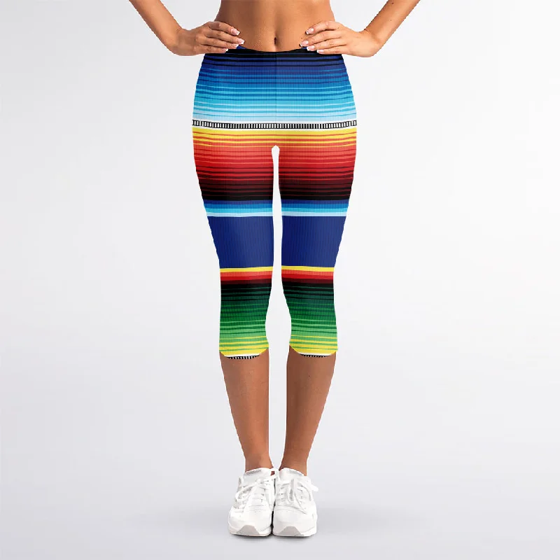 Amazing Deals Ethnic Mexican Serape Pattern Print Women's Capri Leggings
