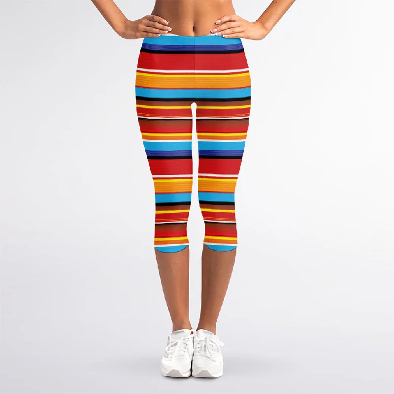 Today's Special Ethnic Mexican Woven Pattern Print Women's Capri Leggings