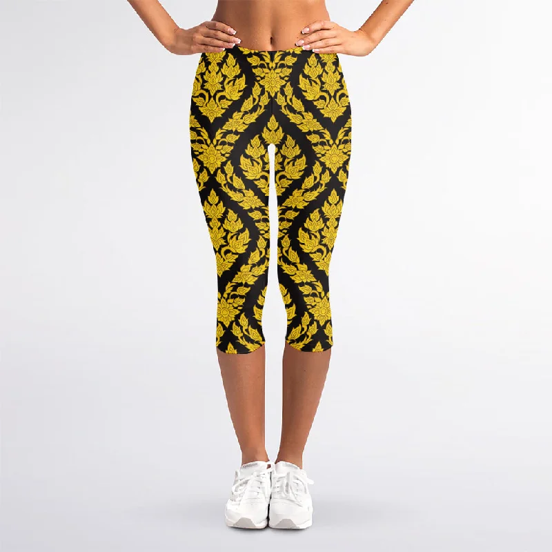 Blowout Deals Ethnic Thai Pattern Print Women's Capri Leggings