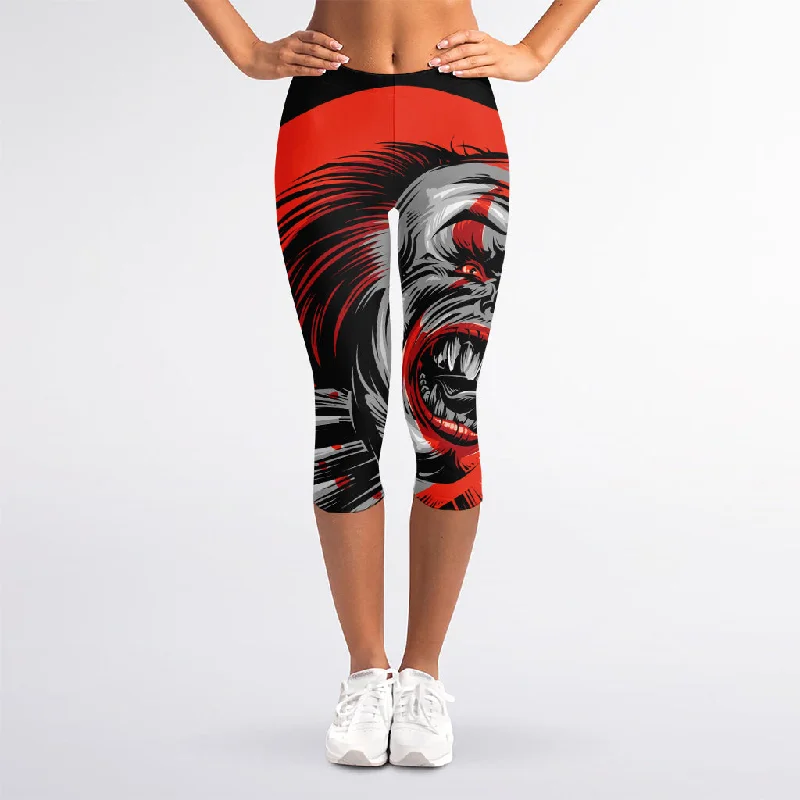 TIME-Limited Offer Evil Clown Print Women's Capri Leggings