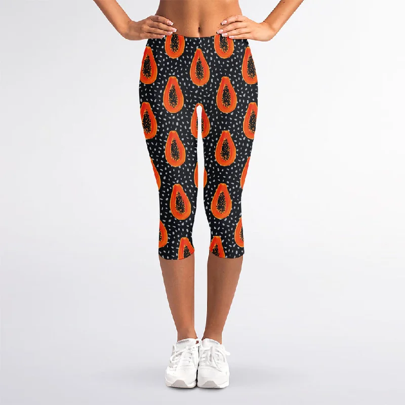 Overstock Exotic Papaya Pattern Print Women's Capri Leggings