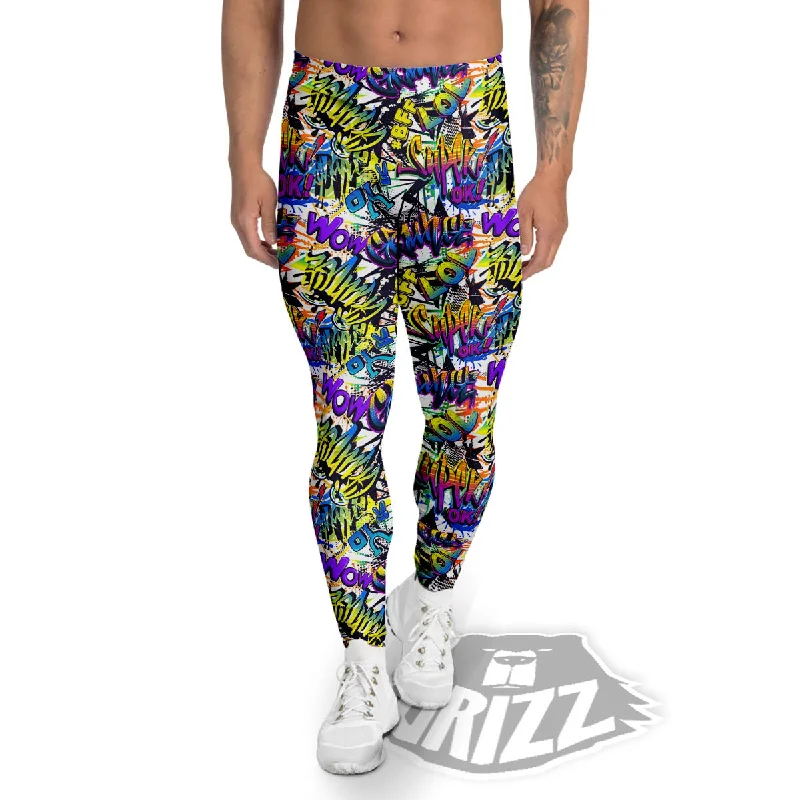 Super Deal Graffiti Colorful Print Pattern Men's Leggings