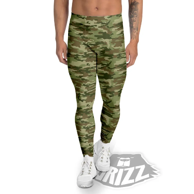 Massive Deals Green Camouflage Brown Print Men's Leggings