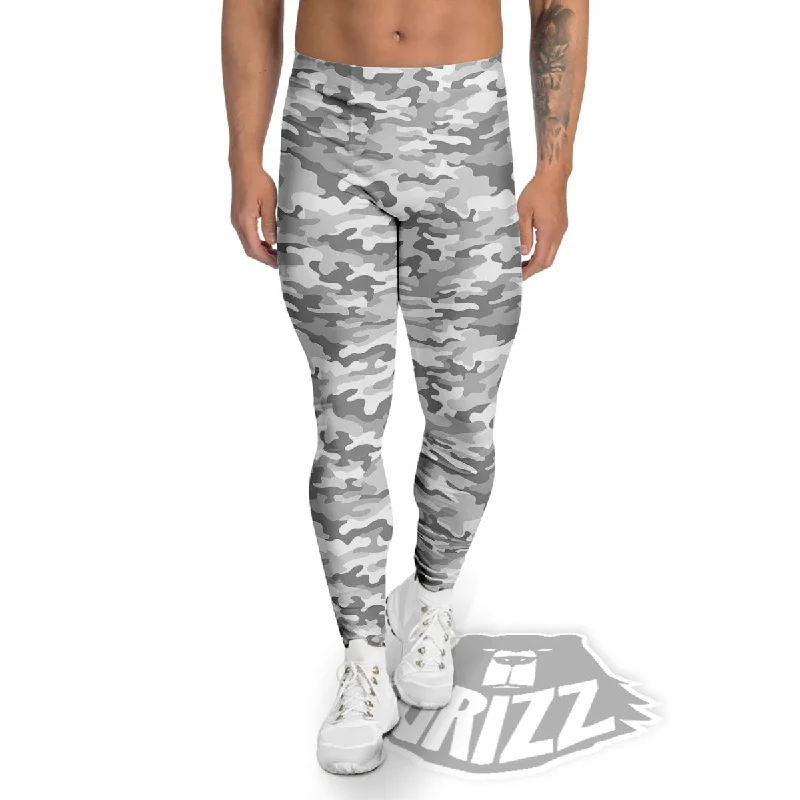 Lowest Price Grey Camouflage Print Pattern Men's Leggings