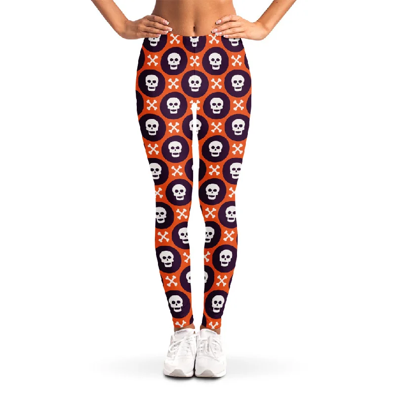 Weekend Special Halloween Skull And Bone Pattern Print Women's Leggings