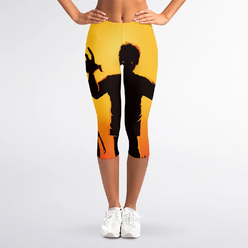 Lowest Price Halloween Walking Zombie Print Women's Capri Leggings