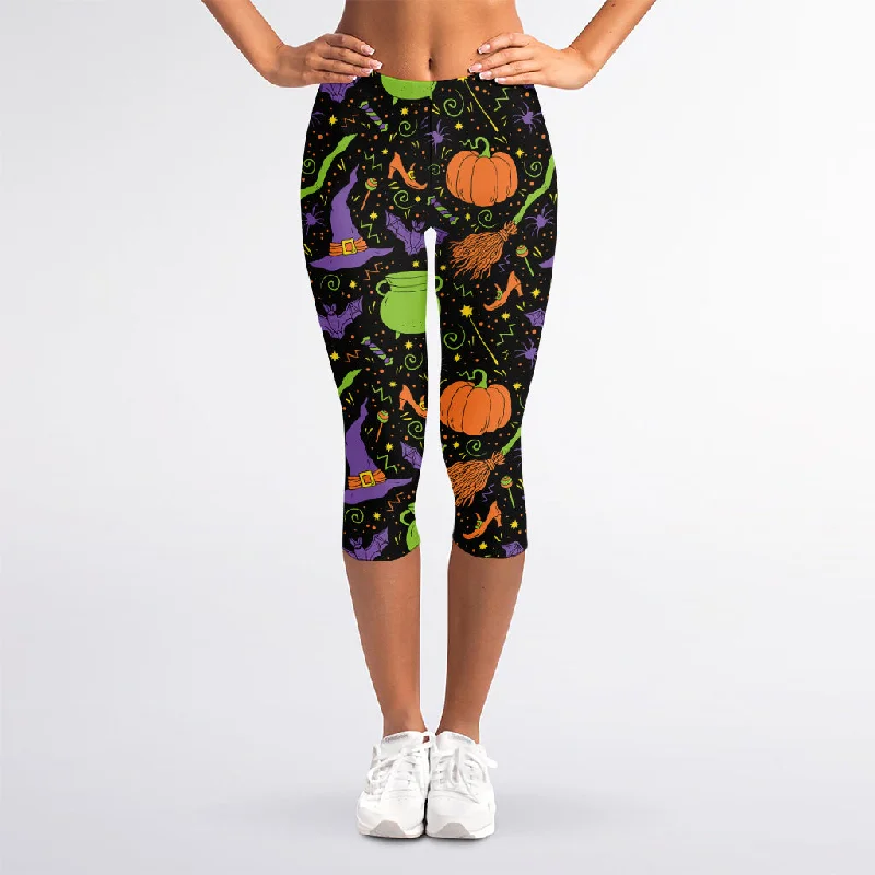 Deal Dash Halloween Wizard Pattern Print Women's Capri Leggings
