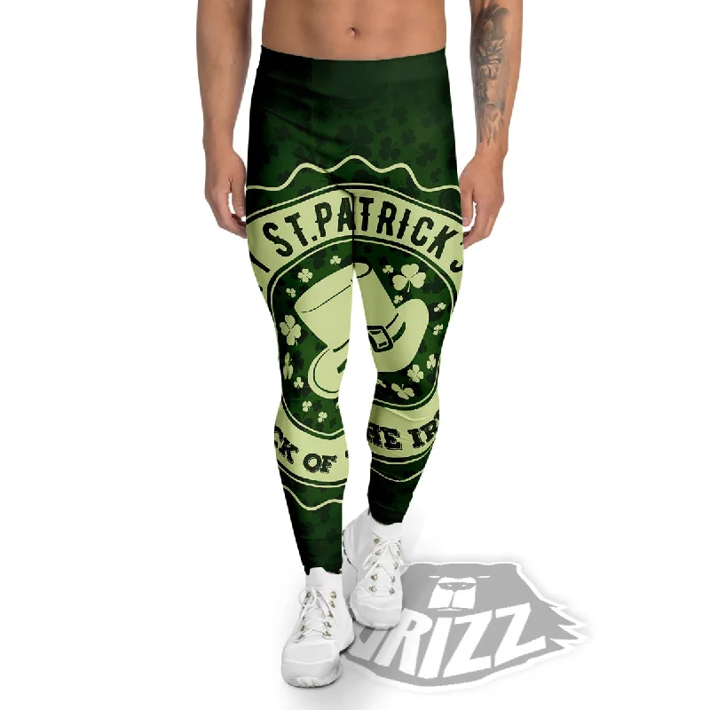 Price Fest Hat And St. Patrick's Day Clover Print Men's Leggings