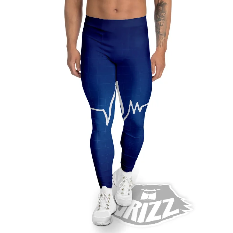 Factory Direct Sale Heartbeat Blue Print Men's Leggings