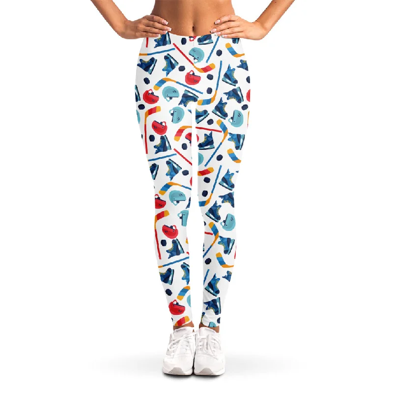 Seasonal Sale Hockey Equipment Pattern Print Women's Leggings