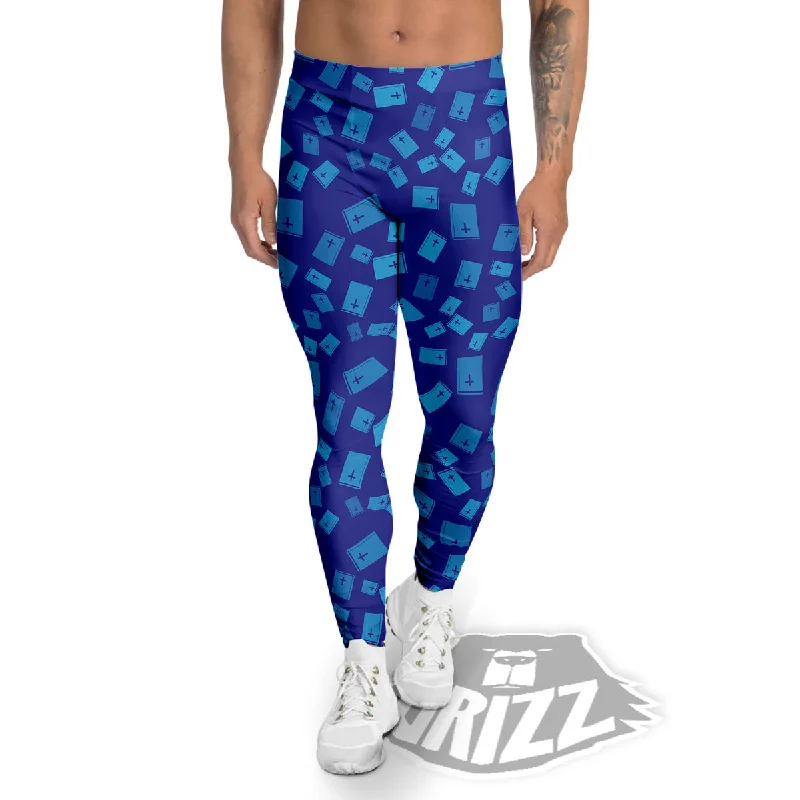 Mega Sale Holy Bible Blue Print Pattern Men's Leggings