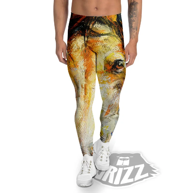 Today Only Horse Painting Colorful Print Men's Leggings