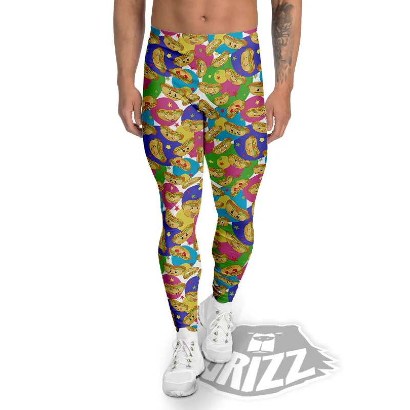 Limited Stock Hot Dog Colorful Print Pattern Men's Leggings