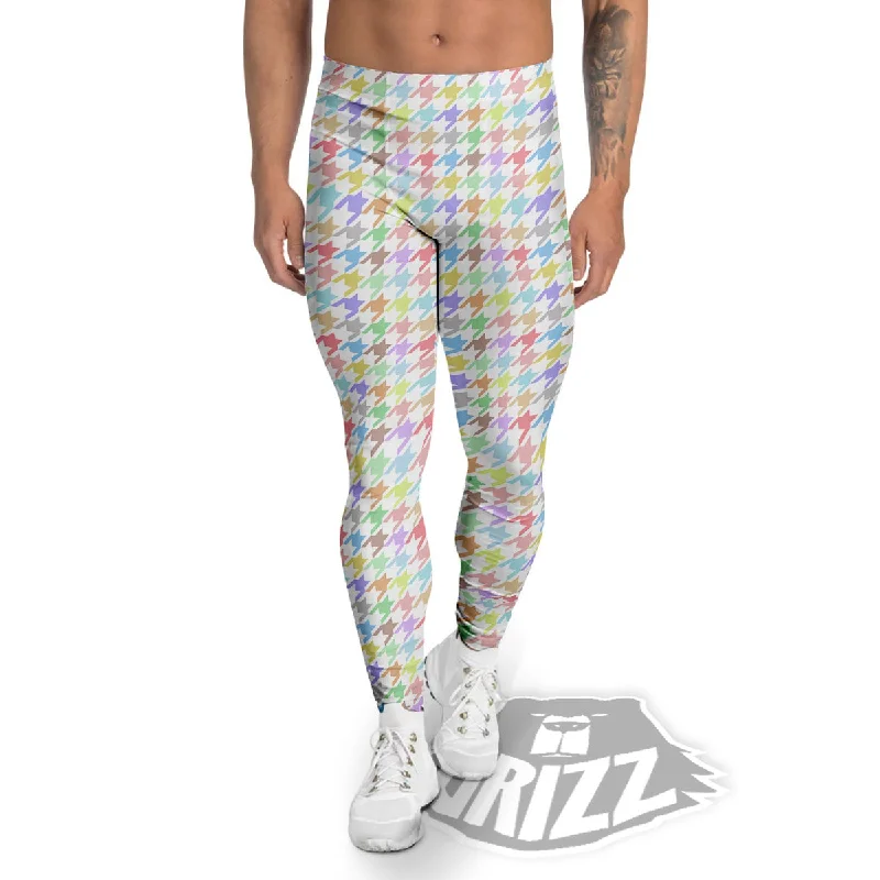 Sale Event Houndstooth Colorful Print Men's Leggings