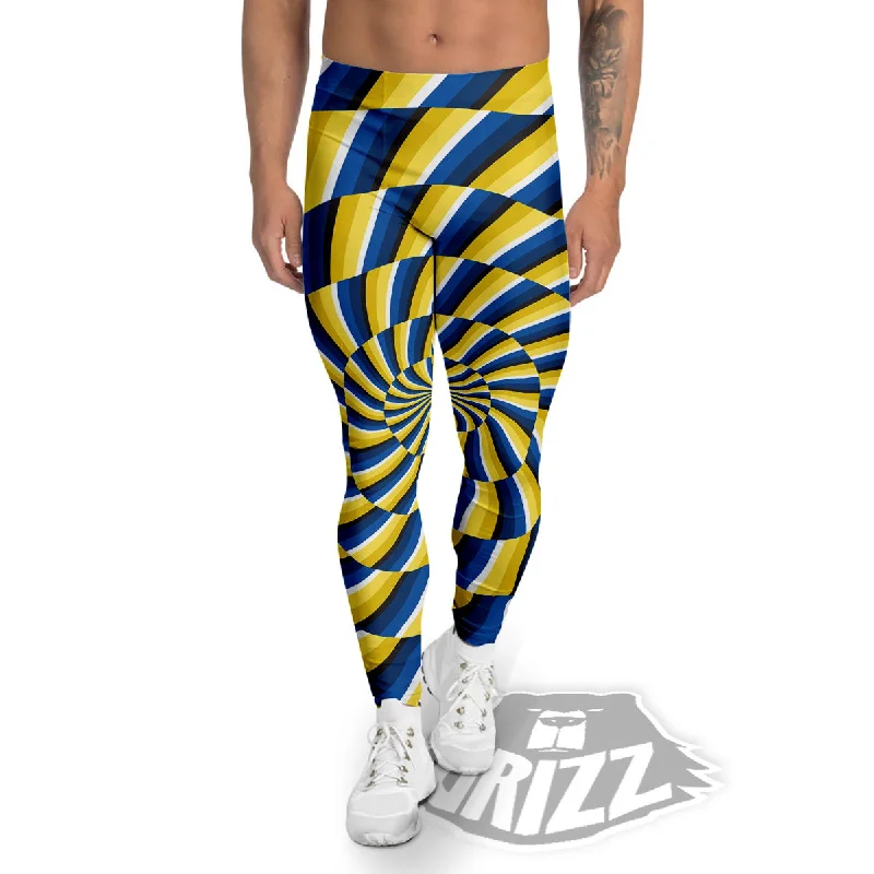 Epic Deals Illusory Motion Yellow And Blue Print Men's Leggings