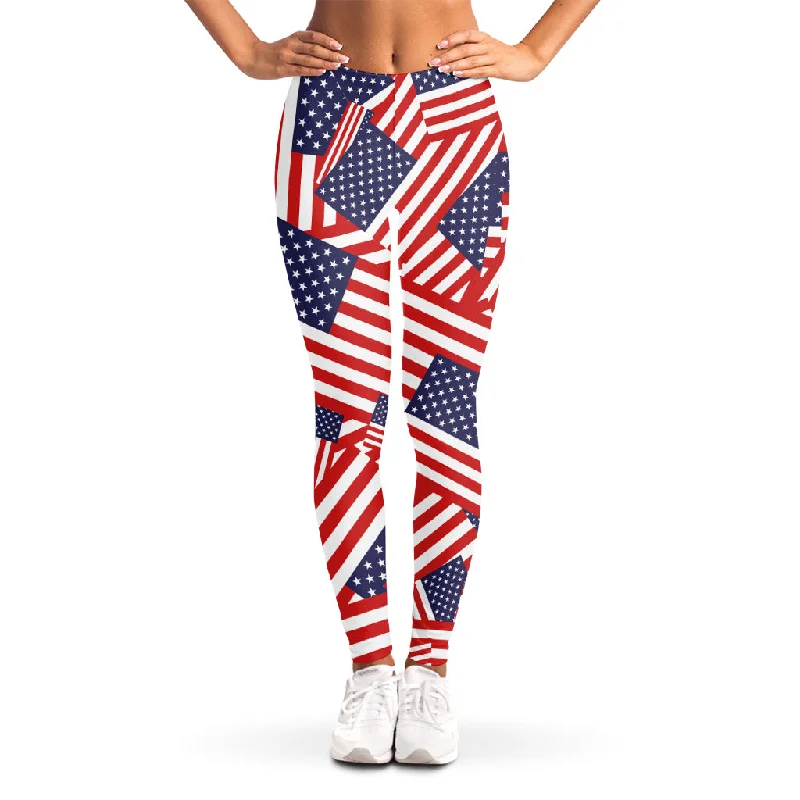 Savings Galore Independence Day USA Flag Pattern Print Women's Leggings