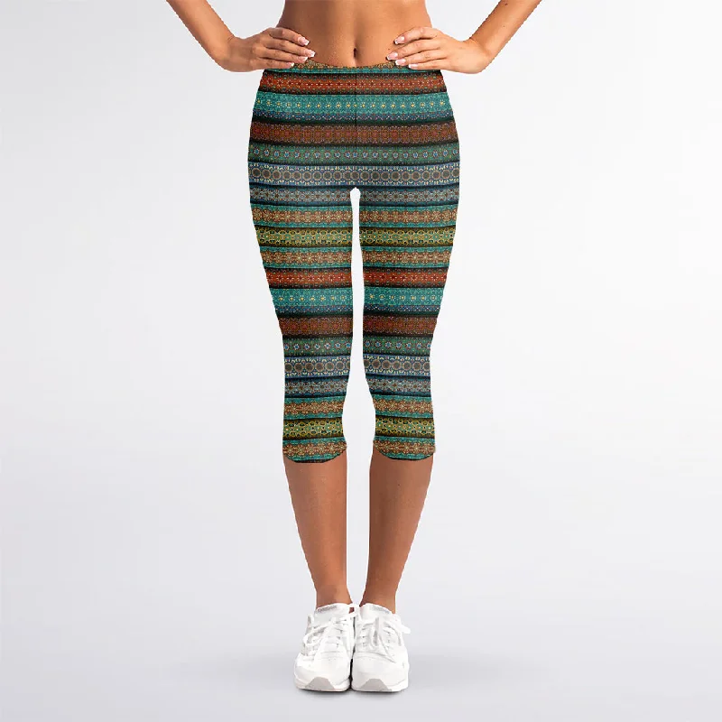 Today’s Deal Indian Ethnic Pattern Print Women's Capri Leggings