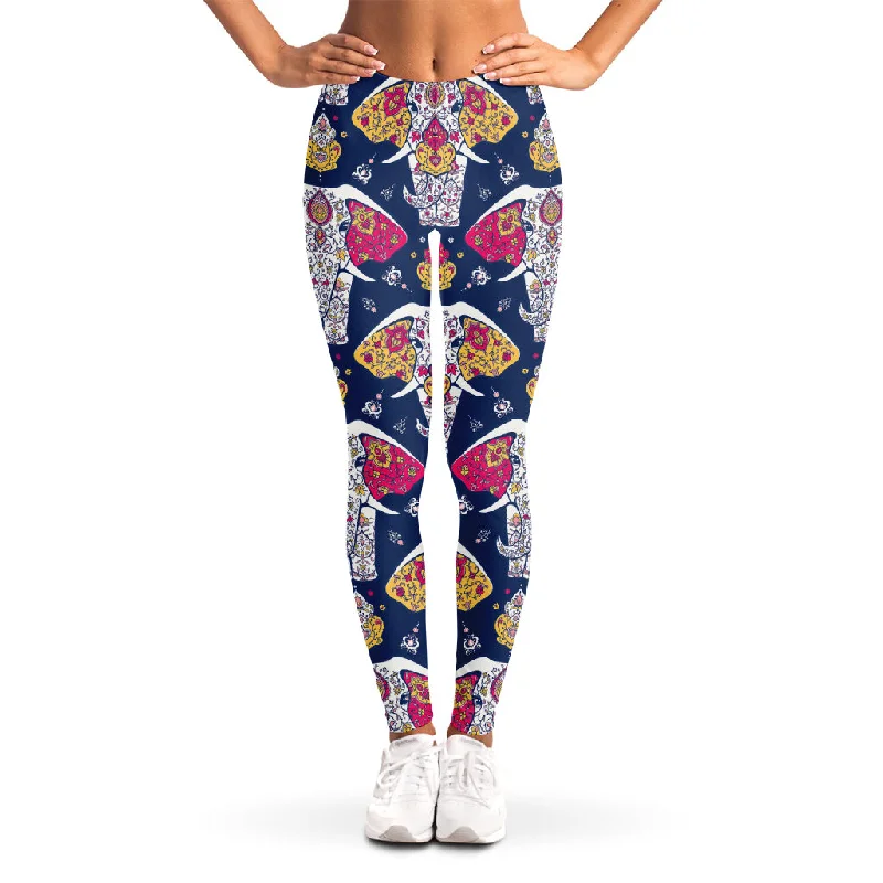 Deep Discounts Indian Floral Elephant Pattern Print Women's Leggings