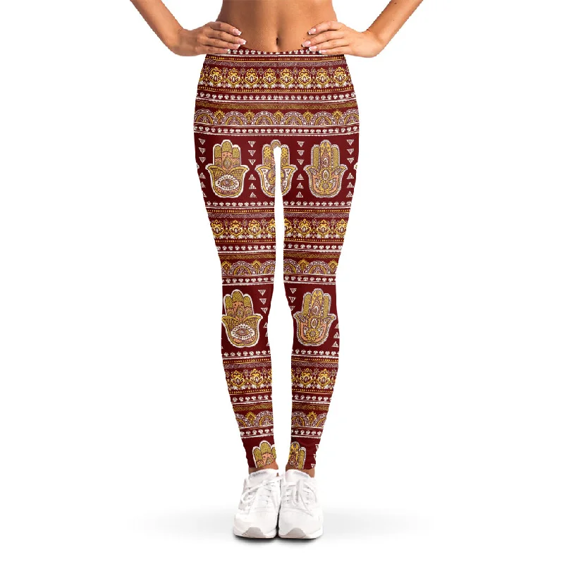 Huge Discounts Indian Hamsa Hand Print Women's Leggings