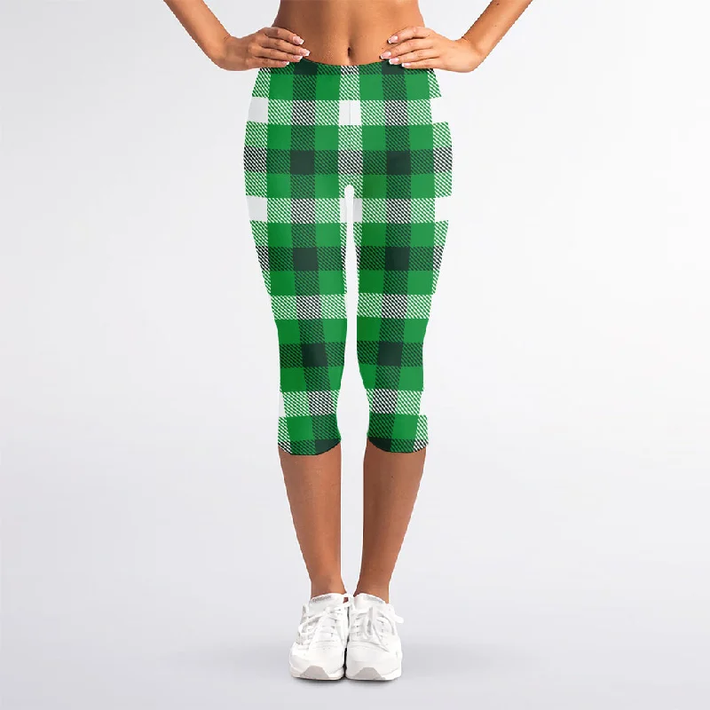 Incredible Offers Irish Check Saint Patrick's Day Print Women's Capri Leggings