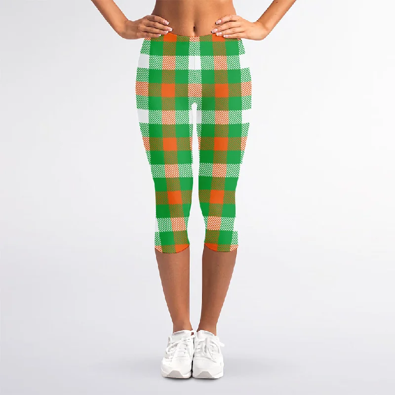 Flash Deals Irish Checkered St. Patrick's Day Print Women's Capri Leggings
