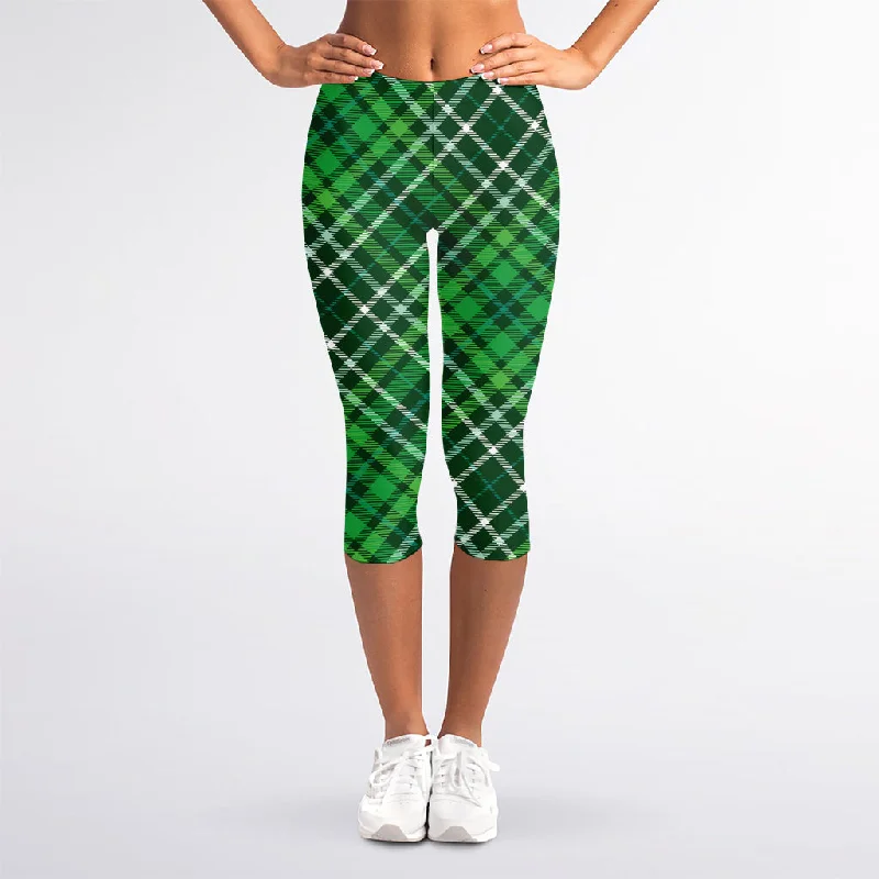 TIME-Limited Offer Irish Plaid Pattern Print Women's Capri Leggings