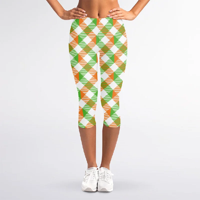 Take Advantage Irish Plaid Saint Patrick's Day Print Women's Capri Leggings