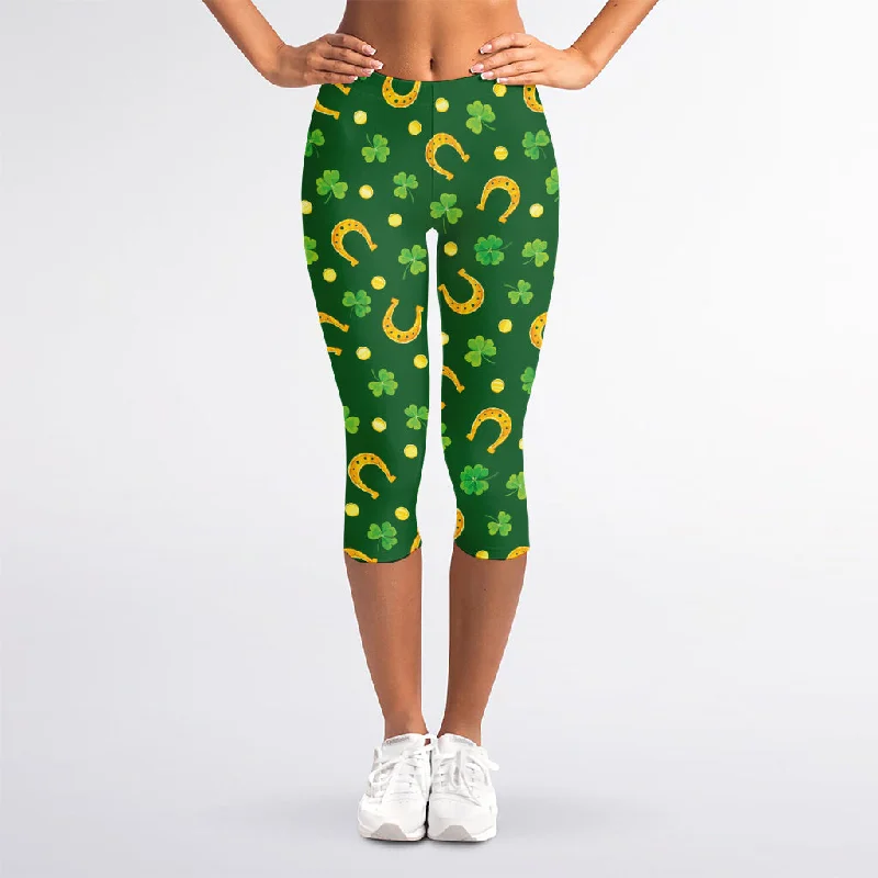 Sale Event Irish Saint Patrick's Day Pattern Print Women's Capri Leggings