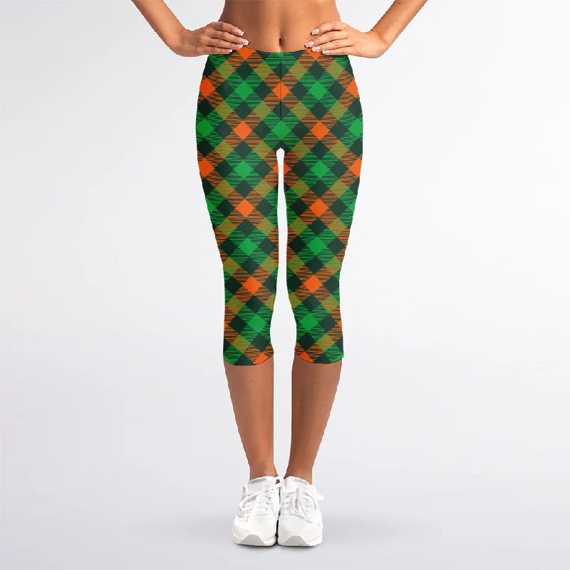 Price Rollback Irish Saint Patrick's Day Plaid Print Women's Capri Leggings