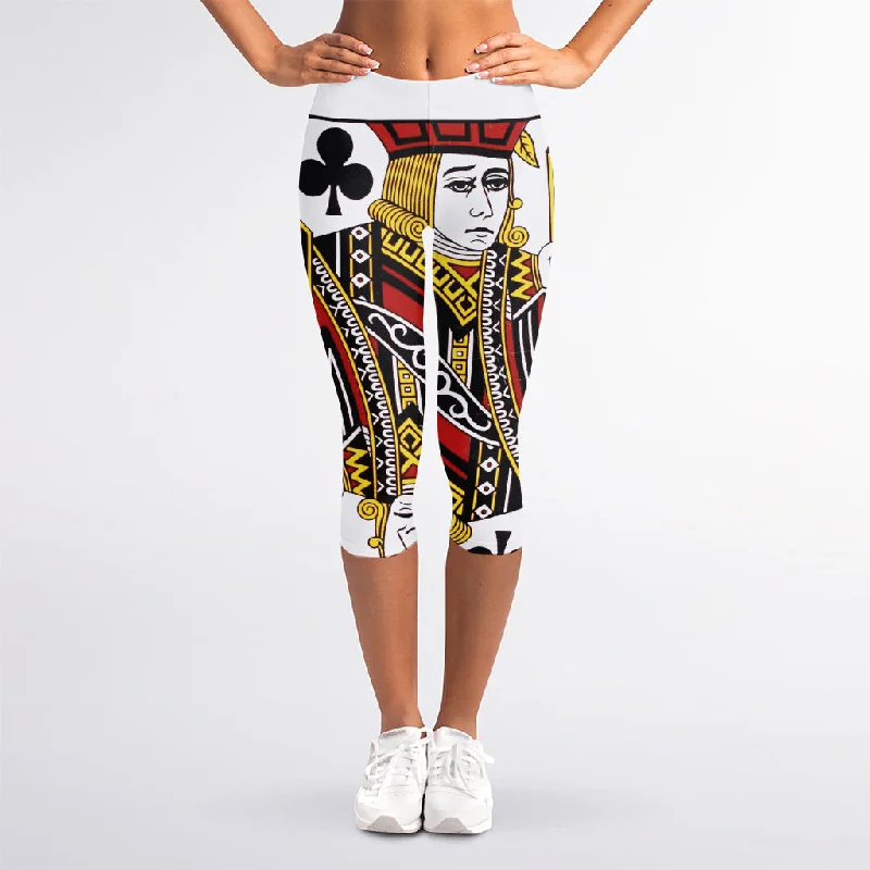 Bonus Savings Jack Of Clubs Playing Card Print Women's Capri Leggings