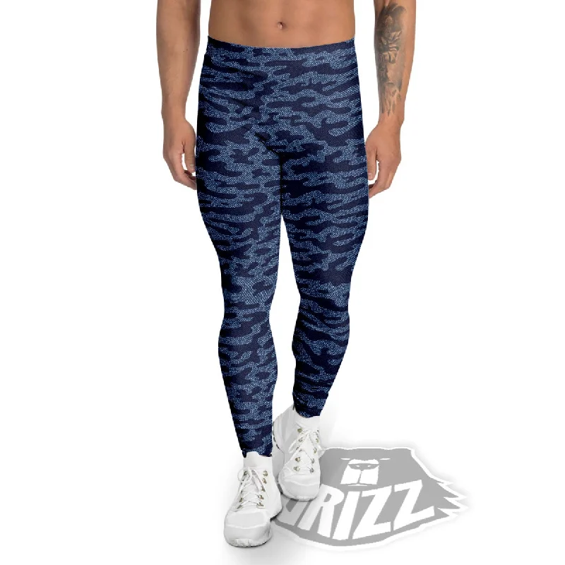 Discount Mania Jeans Camo Denim Print Pattern Men's Leggings