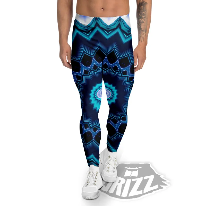 Super Bargain Kaleidoscope Blue Crystal Print Men's Leggings