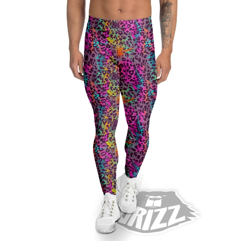 Grand Opening Sale Leopard Colorful Print Men's Leggings