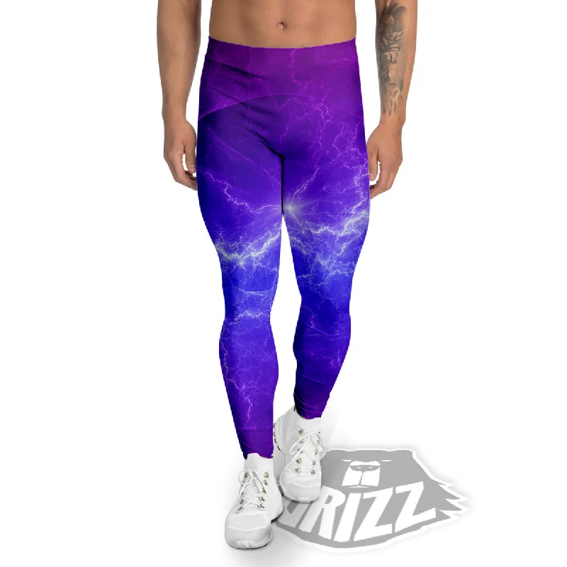 Today’s Special Lightning Purple And Blue Print Men's Leggings