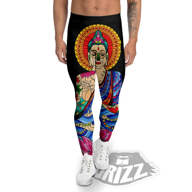 Today’s Deal Lotus Buddha Colorful Print Men's Leggings