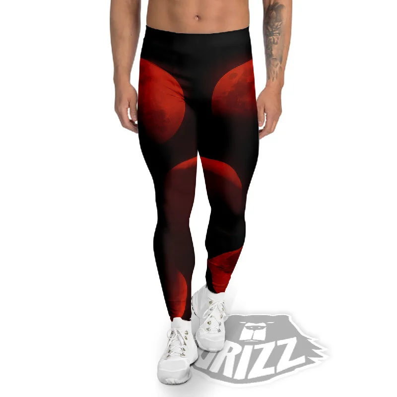 Super Deal Lunar Phase Blood Moon Print Men's Leggings