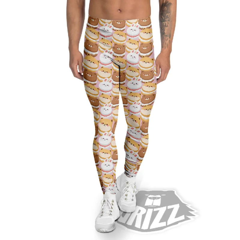 Special Price Macaron Cartoon Print Pattern Men's Leggings