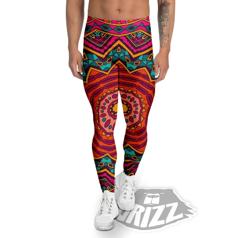 Closeout Mandala Colorful Print Men's Leggings