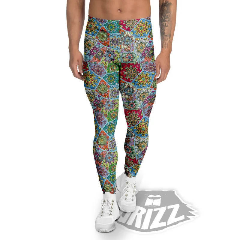 Best Bargains Mandala Patchwork Bohemian Indian Print Men's Leggings