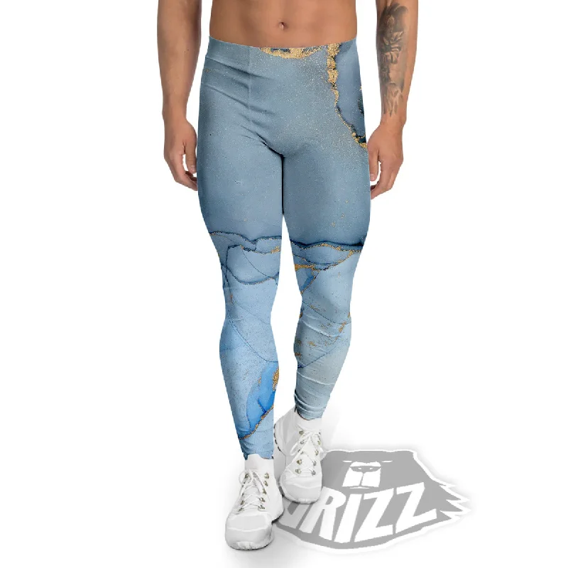 One-DAY Sale Marble Blue Print Men's Leggings