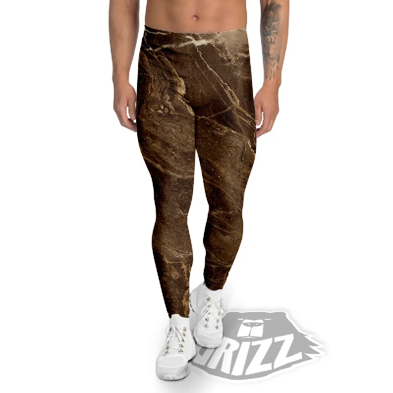 Great Bargains Marble Brown Print Men's Leggings