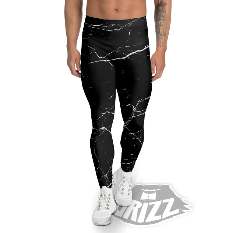 Deal of the Week Marble Scratch Black White Print Men's Leggings