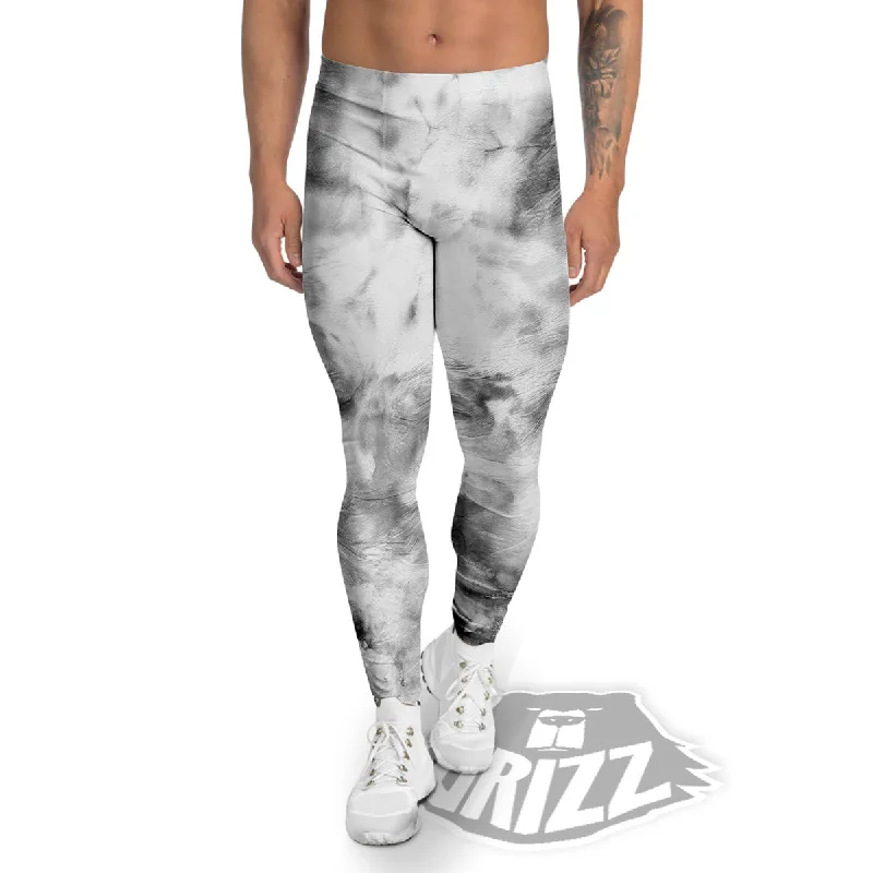 Can't Be Beat Marble Smoke Black White Print Men's Leggings