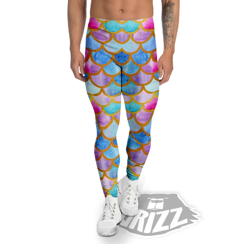 The Best Prices Mermaid Colorful Print Pattern Men's Leggings